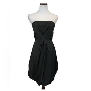 White House Black Market Strapless Balloon-Hem Black Dress